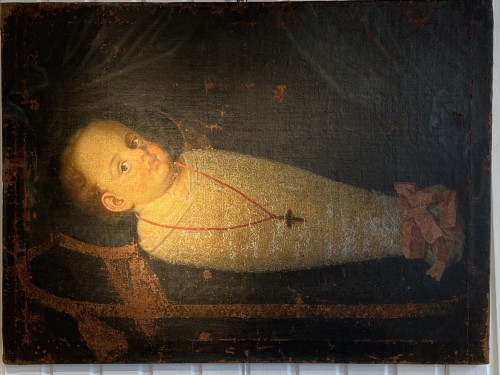 XVIIe siècle - Portrait Funéraire d’un enfant Enmailloté (Italie, XVIIe)