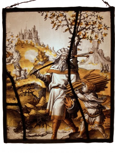 Vitrail Abraham et Isaac - Flandres XVIe siècle