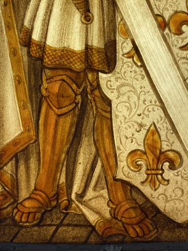 Chevalier avec Panneau Héraldique en Grisaille et Jaune d’Argent, France XVIe siècle - Seghers & Pang Fine Arts