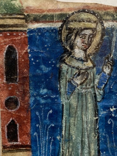 Tableaux et dessins Dessin, Aquarelle & Pastel - Illustration de manuscrit (Italie, 1270-1280)