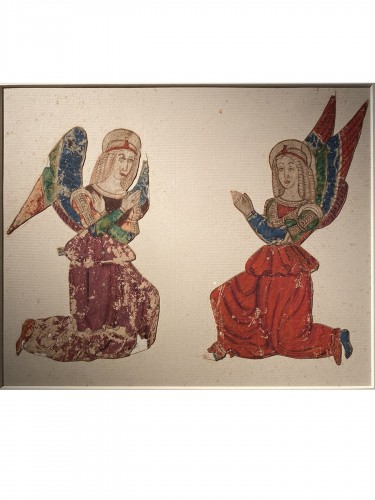 Deux anges, Tempera et encre sur papier, Italie XVIe siècle