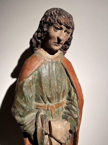 St. Jean Évangéliste (Bohême, tilleul, XVe) - Art sacré, objets religieux Style Renaissance
