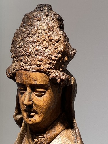 Art sacré, objets religieux  - Évèque bénissant, France XVe siècle