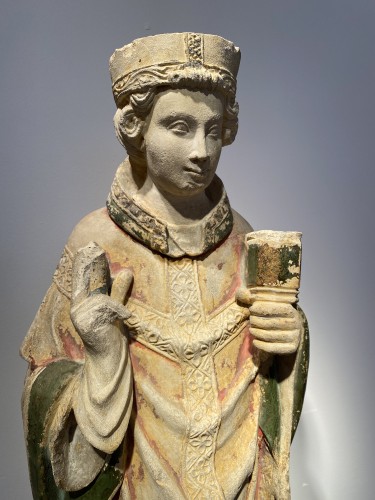 Sculpture Sculpture en pierre - Jeune évêque, France XVe siècle