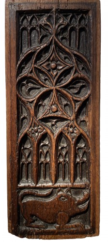 Panneau gothique en chêne sculpté (France, XVè)