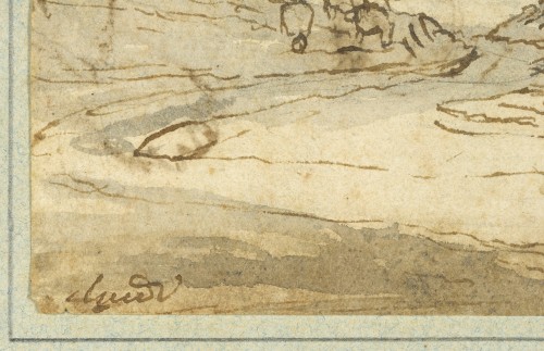 XVIIe siècle - Un dessin inédit de Claude Gellée dit Le Lorrain, avec au dos une étude préparatoire