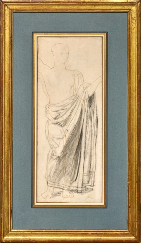 Astrée, une étude de Jean-Dominique Ingres pour la fresque de L'âge d'or à Dampierre - Tableaux et dessins Style Louis-Philippe