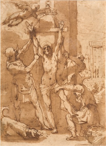 Le martyre de Saint Barthélemy, un dessin préparatoire d'Alessandro Casolani - Tableaux et dessins Style Renaissance
