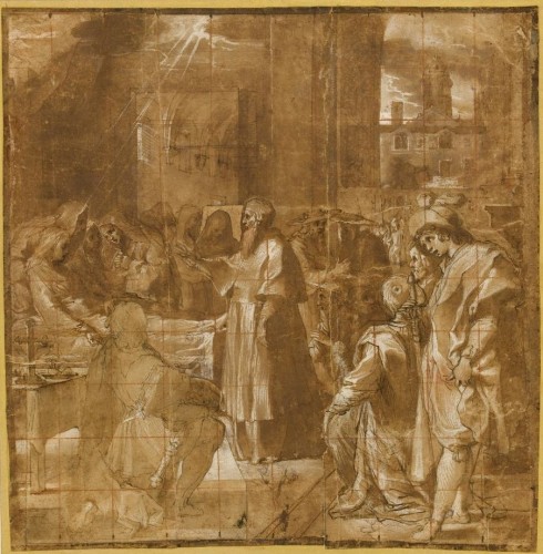 Renaissance - Le martyre de Saint Barthélemy, un dessin préparatoire d'Alessandro Casolani