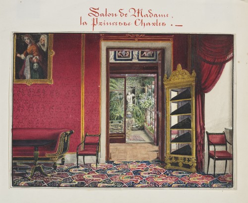 Wilhelm Schumann (actif à Berlin – expose entre 1830 et 1844) - Vue du salon de Madame