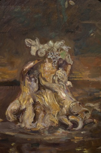 Antiquités - Automne à Versailles, tondo par l'impressioniste Paul Helleu (1859 – 1927)