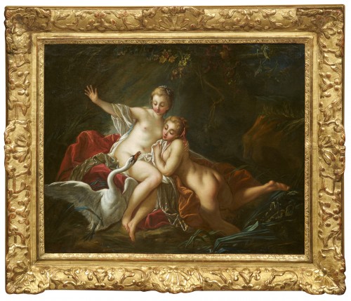 Léda et le cygne par l'atelier de François Boucher (Paris 1703 - 1770) - Tableaux et dessins Style Louis XV