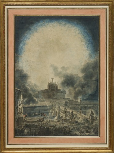 La Girandole du Château Saint-Ange par Louis-Jean Desprez (1743 – 1804) - Tableaux et dessins Style Louis XVI