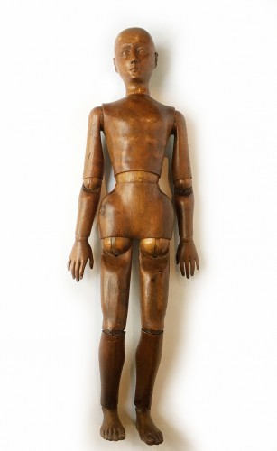 Antiquités - Mannequin d’artiste en bois sculpté. Italie ou France, fin du XIXe siècle