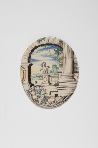 Céramiques, Porcelaines  - Six «ambrogette» (plaques) en faïence, Antonio Africa Pavie (1693-1704)