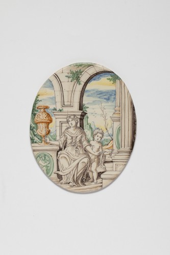 Antiquités - Six «ambrogette» (plaques) en faïence, Antonio Africa Pavie (1693-1704)
