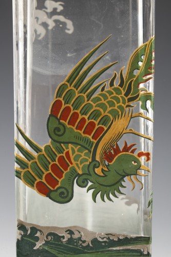 Paire de vases en cristal aux Oiseaux de Paradis, France circa 1880 - Objet de décoration Style 
