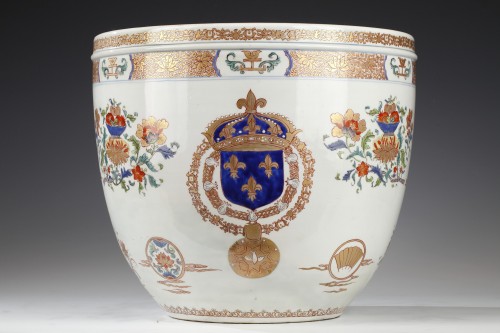 Cache-pot et Plat attribué à Samson et Cie, France circa 1880 - Céramiques, Porcelaines Style 