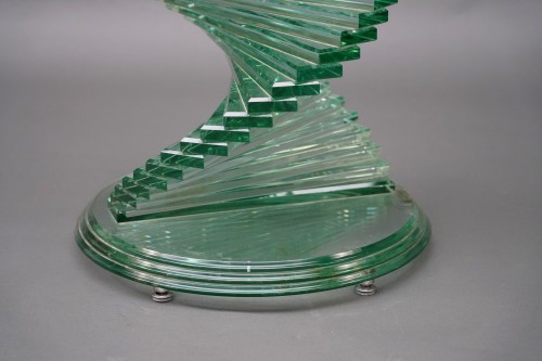 Table en verre "helix Spiral Swivel" d'après un modèle de D. Lane, France vers 1980 - Tobogan Antiques