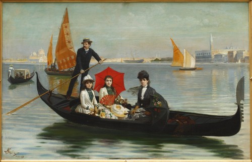 Promenade à Venise - G. Mantegazza (1853-1920) - Tableaux et dessins Style 