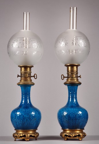 Paire de lampes orientalistes signées ThD et Gagneau, France circa 1875 - Luminaires Style 