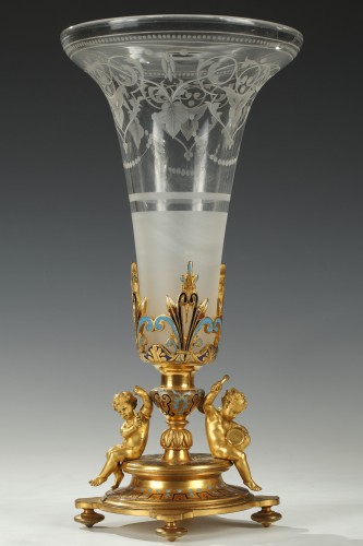 Paire de vases cornets attribués à A. Giroux, France circa 1880 - Verrerie, Cristallerie Style 
