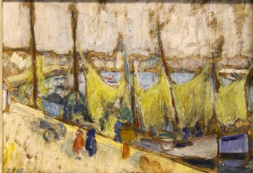 Jean PUY ( 1876–1960), Voiliers au port des Sables d'Olonne - Tableaux et dessins Style Art nouveau