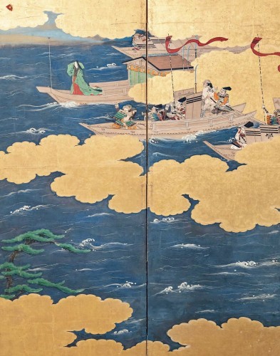 Paravent japonais à 6 panneaux - La guerre des Genpei 18e siècle - Arts d