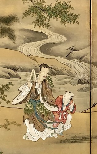 XVIIIe siècle - Paravent japonais à 6 panneaux par Kano Tanshin (1653-1718)