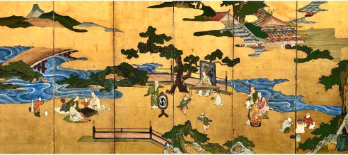 Paravent japonais à six panneaux - Ecole Kano 17e siècle
