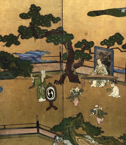 Paravent japonais à six panneaux - Ecole Kano 17e siècle - Tora Tori