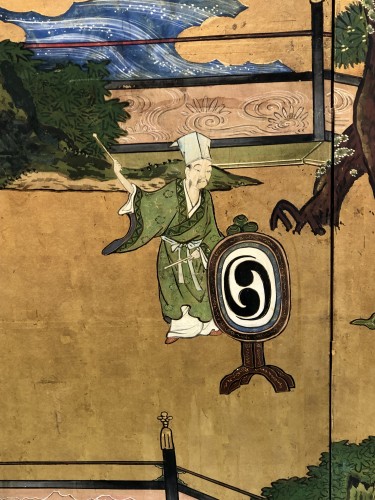 Antiquités - Paravent japonais à six panneaux - Ecole Kano 17e siècle