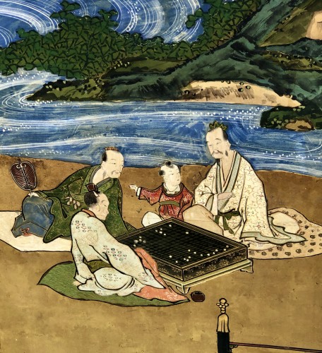 Antiquités - Paravent japonais à six panneaux - Ecole Kano 17e siècle
