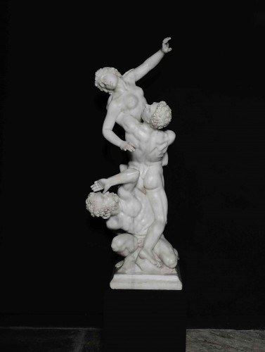 Sculpture Sculpture en Marbre - Groupe en marbre d'après Giambologna, "L'enlèvement des Sabines", Naples, 19e siècle