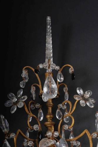 Paire d'appliques en cristal de roche et bronze Doré, Piémont 18e siècle - Uwe Dobler Interiors