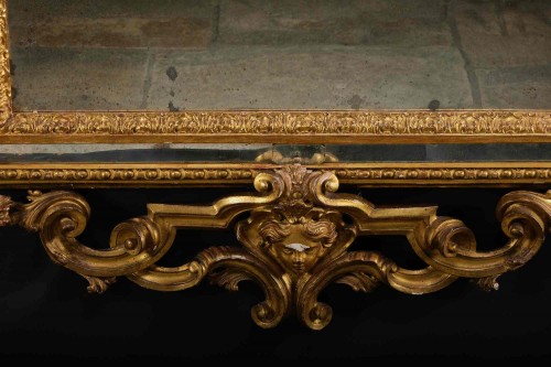 Louis XVI - Important Mirroir sculpté et doré d'epoque Louis XVI, Lombardie 1780