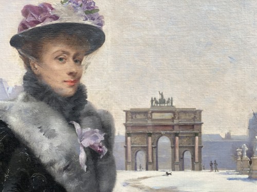 Tableaux et dessins Tableaux XIXe siècle - Louise Abbéma (1853 – 1927) - Dame à Paris par un jour d'hiver