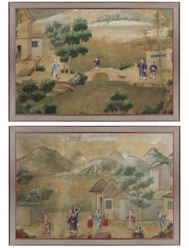 Paire d'aquarelles - Chine pour l’exportation , fin XVIIIe siècle