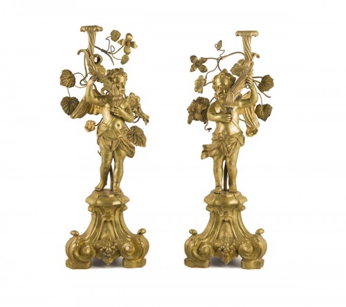 Paire de chandeliers en bronze , Rome 1ere moitié du XVIIIe siècle