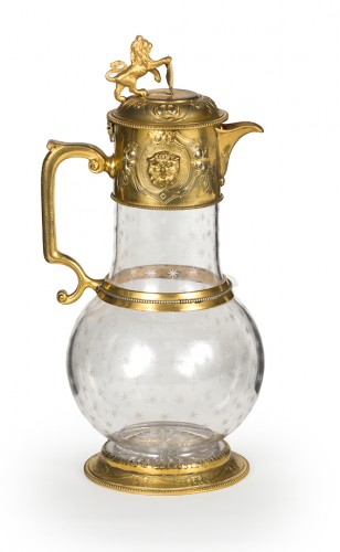 Verrerie, Cristallerie  - Paire de carafes en cristal et bronze doré Angleterre XIXe siècle