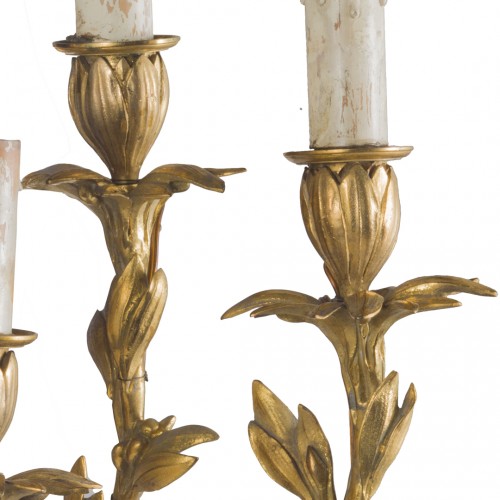Antiquités - Paire d’appliques d’époque Napoléon III en bronze doré