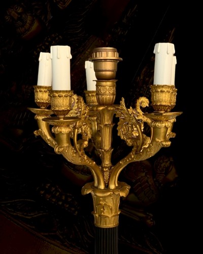Paire de candelabres en bronze, Epoque Restauration, circa 1830 - Luminaires Style Restauration - Charles X