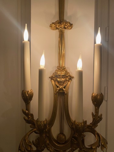 Three Pairs of gilt bronze sconces After Gouthière circa 1890-1900 - Lighting Style 