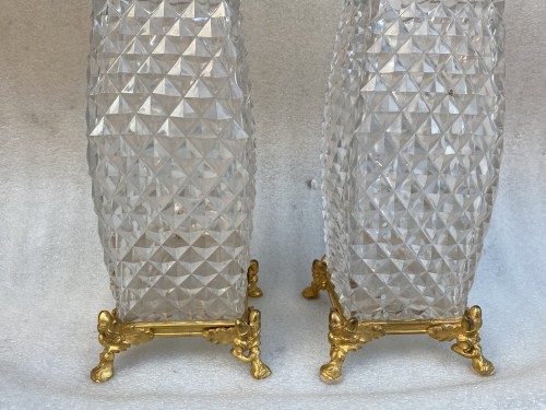 Glass & Crystal  - 1880‘ Pair Of Baccarat Vases,L’ Escalier De Cristal , Japanese Period Bronz