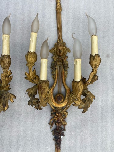 Napoléon III - Pair Of Style Gilt- Bronze Four-Lights circa 1890-1900 After Gouthiere