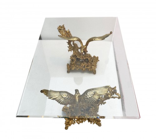 Table basse Aux Aigles en bronze doré circa 1970 signée de Boeltz pour Roméo