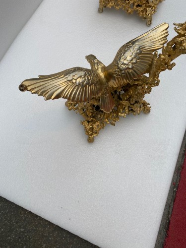 Table basse Aux Aigles en bronze doré circa 1970 signée de Boeltz pour Roméo - Années 50-60