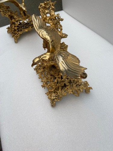 Antiquités - Table basse Aux Aigles en bronze doré circa 1970 signée de Boeltz pour Roméo