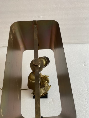Antiquités - 1965&#039; Maison Charles Fougères Lamp In Bronze Signed