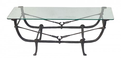 Table basse Moderniste en bronze patiné vers 1960
